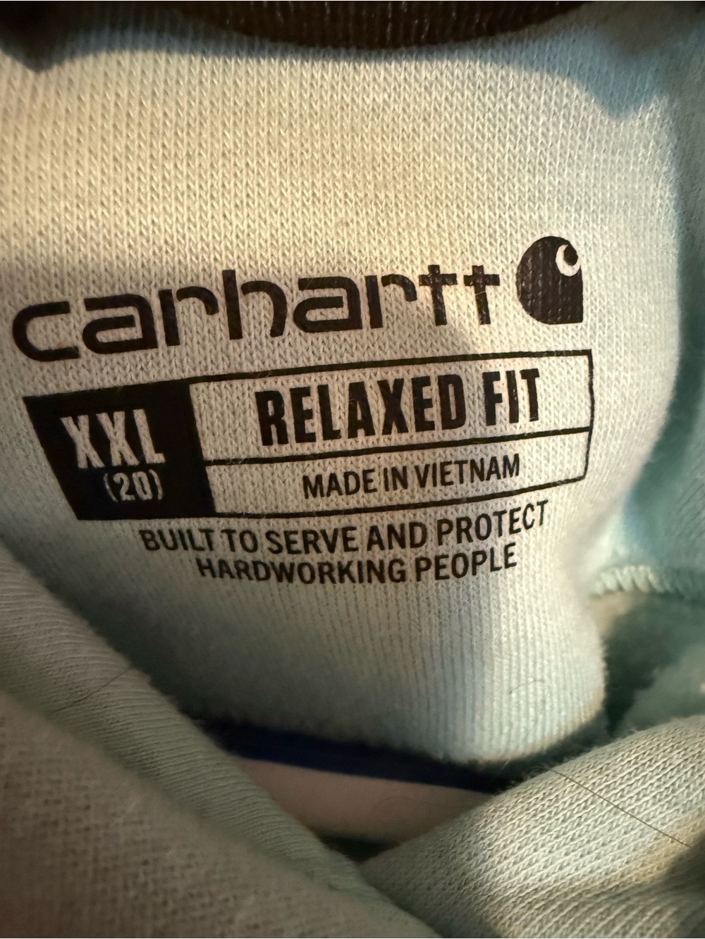 Carhartt Mint Green Logo Hoodie with Sleeve Script - Picture 3 of 3